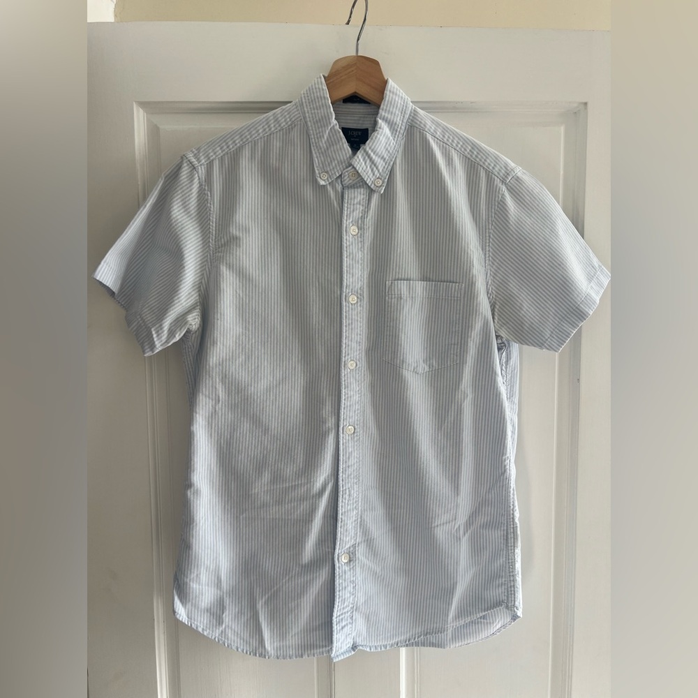 JCrew Men's Blue Striped Short Sleeve Shirt